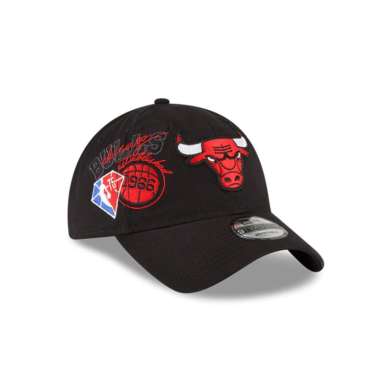 Chicago Bulls New Era NBA 9TWENTY 920 Adjustable Cap Hat Black Crown/Visor Team Color Logo (Back Half)