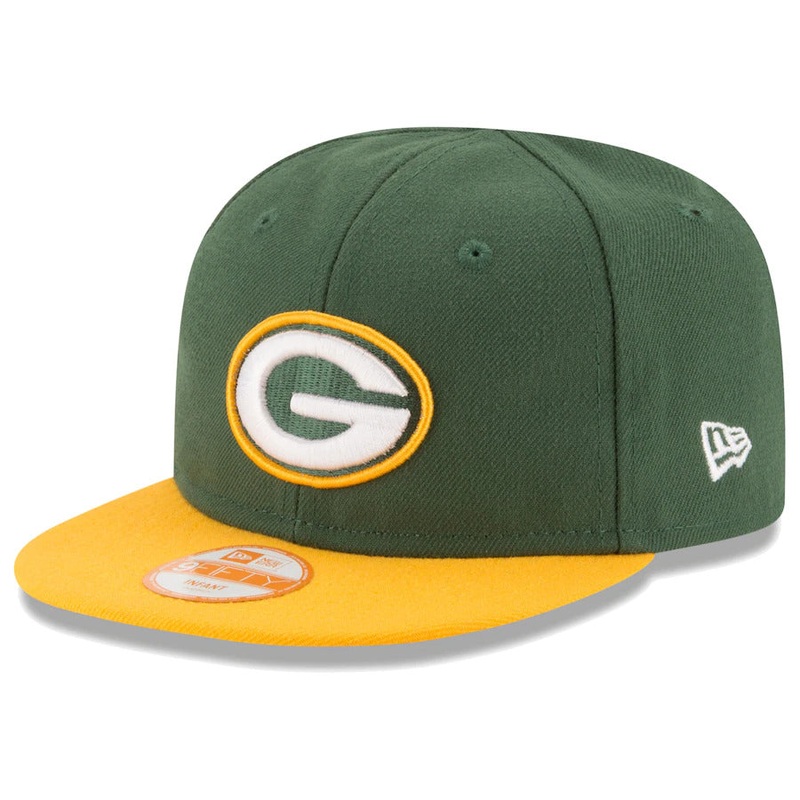 (Infant) Green Bay Packers New Era NFL 9FIFTY 950 Velcro Cap Hat Green Crown Yellow Visor Team Color Logo (My 1st First )