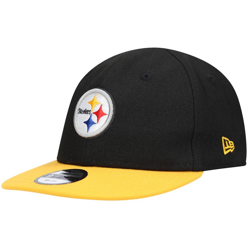 (Infant) Pittsburgh Steelers New Era NFL 9FIFTY 950 Adjustable Cap Hat Black Crown Yellow Visor Team Color Logo (My 1st First)