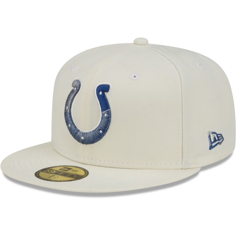 New Era Indianapolis Colts Cream Chrome Color Dim 59FIFTY Fitted Hat