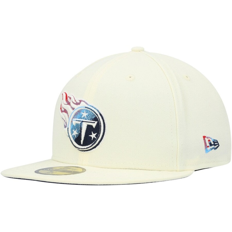 New Era Tennessee Titans Cream Chrome Color Dim 59FIFTY Fitted Hat