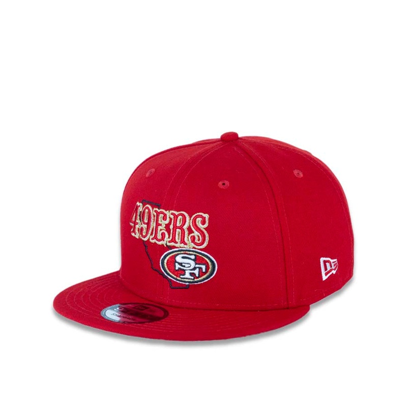 San Francisco 49ers New Era NFL 9FIFTY 950 Snapback Cap Hat Red Crown/Visor Team Color Logo with State Map (Logo State)