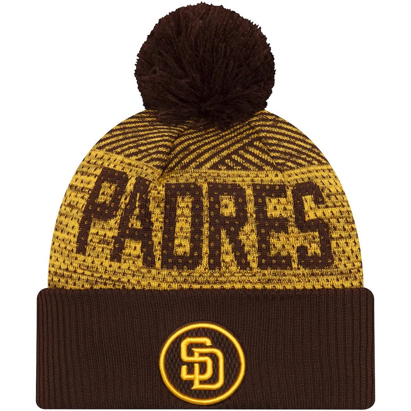 San Diego Padres New Era MLB 2022 Cuffed Knit Beanie Hat Yellow/Brown Crown/Visor Team Color Logo (Sport Knit)
