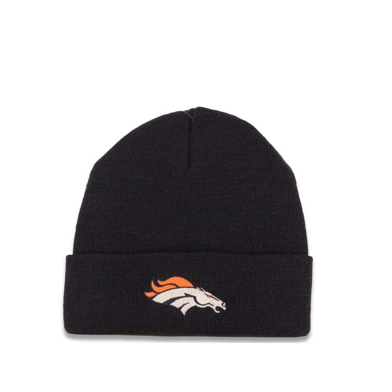Denver Broncos NFL Cuffed Basic Beanie/Knit Dark Navy Crown/Visor Team Color Logo