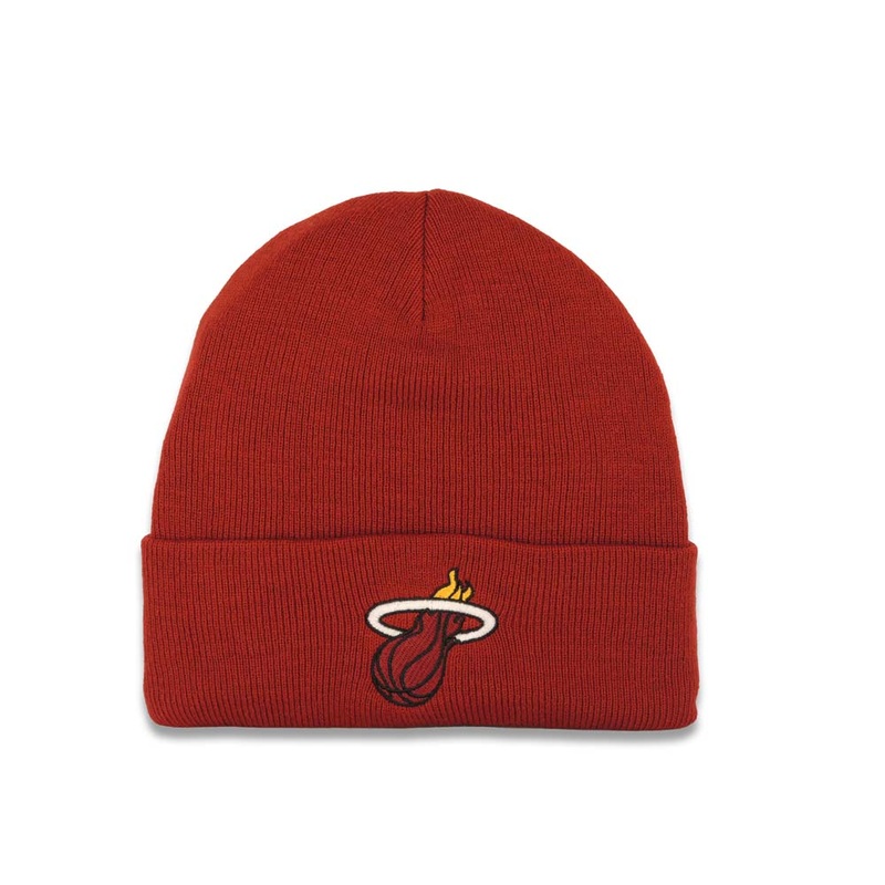 Miami Heat NBA Basic Cuffed Beanie/Knit Maroon Crown/Visor Team Color Logo