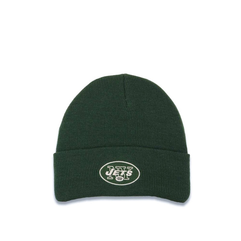 New York Jets NFL Cuffed Basic Beanie/Knit Dark Green Crown/Visor Team Color Logo