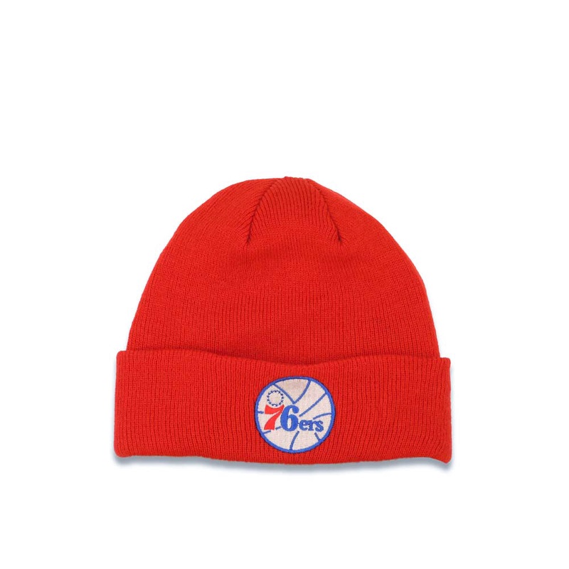 Philadelphia 76ers NBA Basic Cuffed Beanie/Knit Red Crown/Visor Team Color Logo