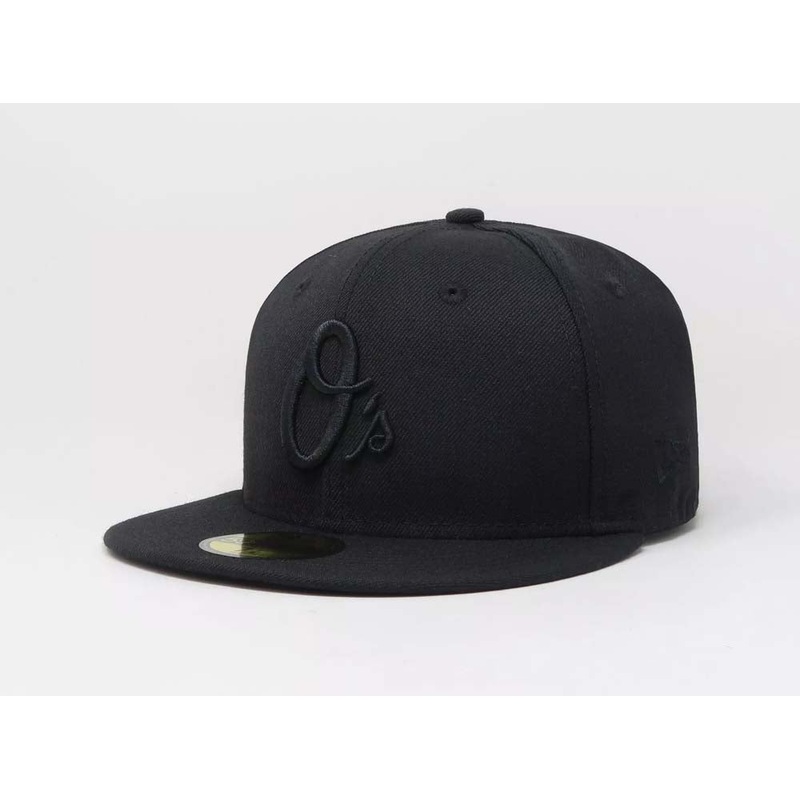 Baltimore Orioles New Era MLB 59FIFTY 5950 Fitted Cap Hat Black Crown/Visor Black Logo