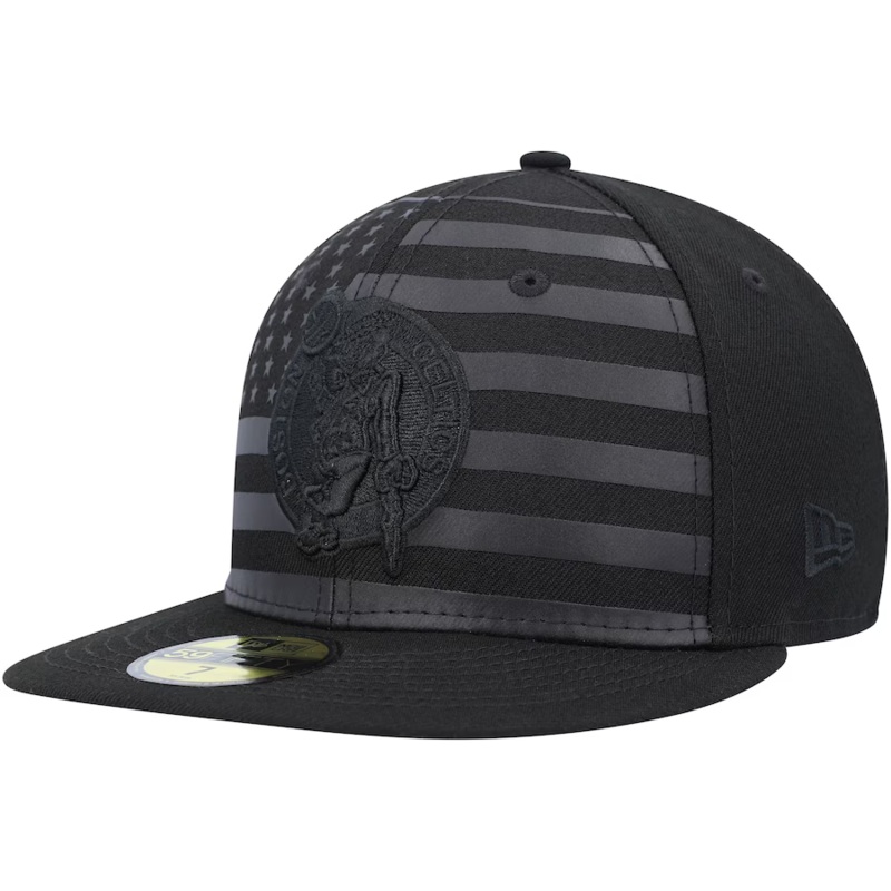 New Era Boston Celtics All Black American Flag 2023 59FIFTY Fitted Hat