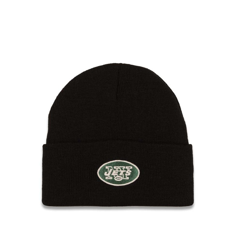 New York Jets NFL Cuffed Basic Beanie/Knit Black Crown/Visor Team Color Logo