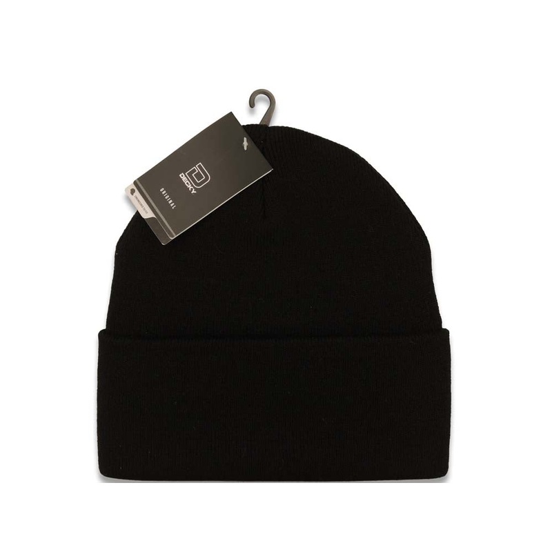 Regular Decky Basic Cuffed Beanie/Knit Black Crown/Visor Team Color Logo
