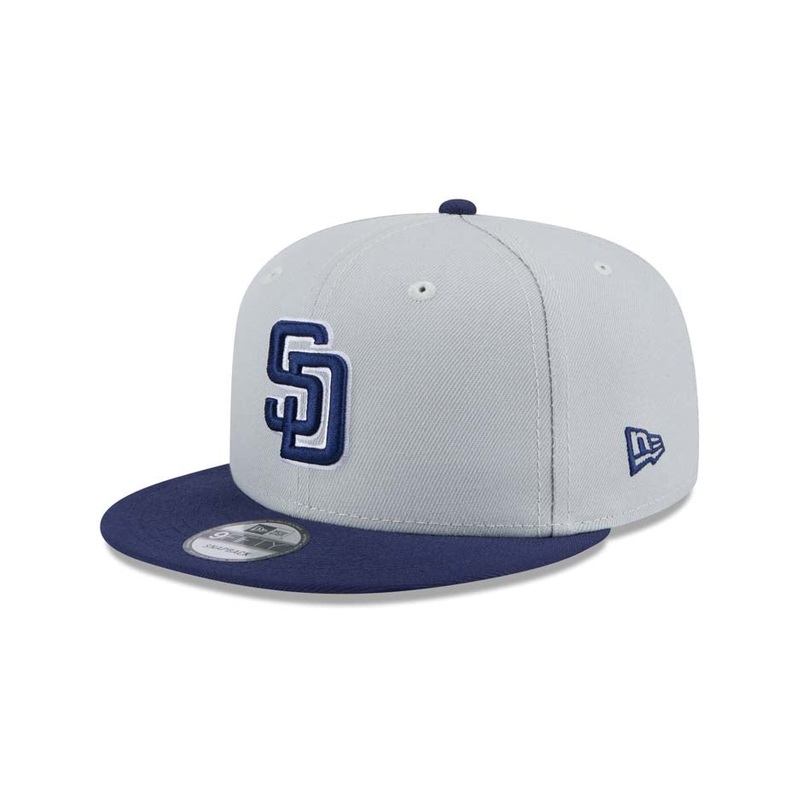 San Diego Padres New Era MLB 9FIFTY 950 Snapback Cap Hat Gray Crown Navy Blue Visor Navy Blue/White Logo (2Tone Color Pack)