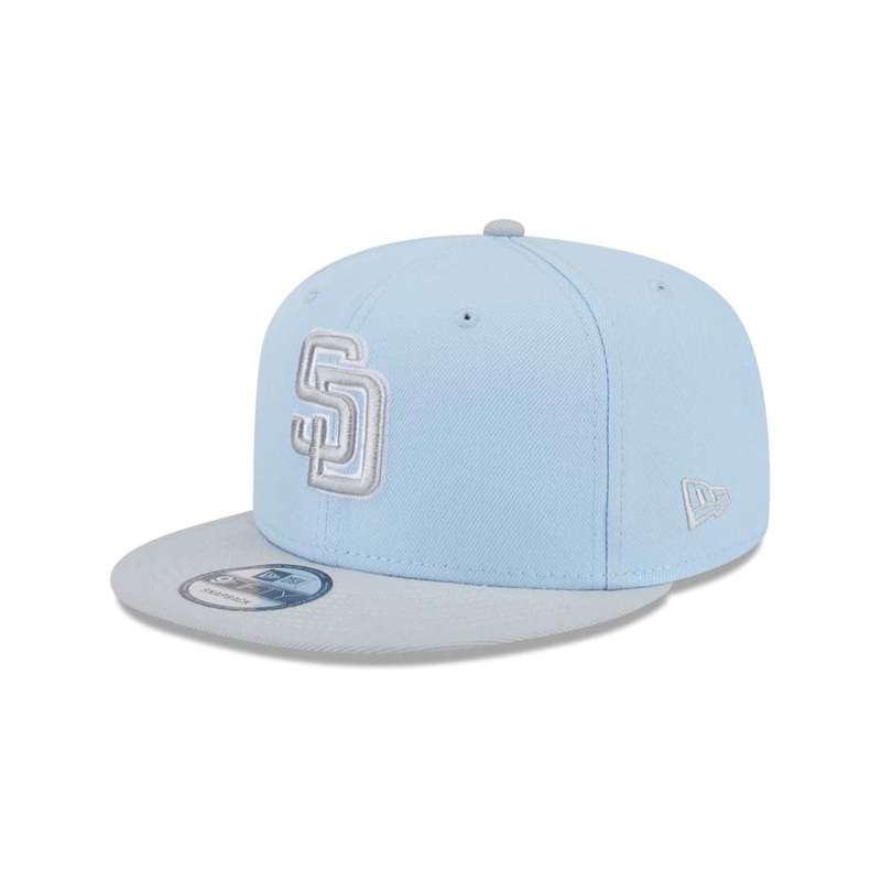 San Diego Padres New Era MLB 9FIFTY 950 Snapback Cap Hat Light Blue Crown Gray Visor Dark Gray/Gray Logo (2-Tone Color Pack)