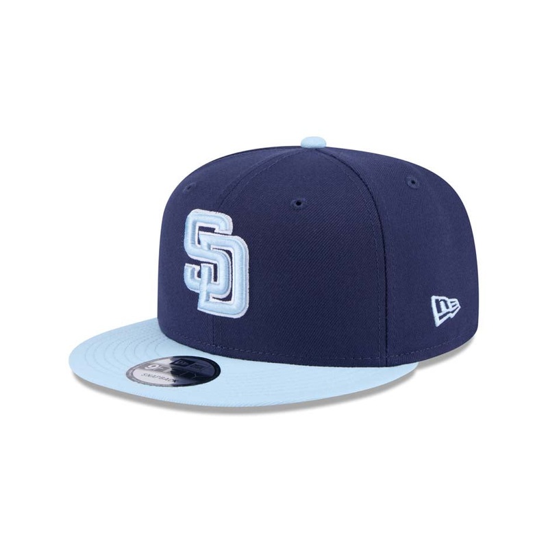 San Diego Padres New Era MLB 9FIFTY 950 Snapback Cap Hat Navy Blue Crown Light Blue Visor Light Blue/White Logo (2-Tone Color Pack)