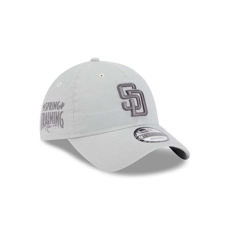 San Diego Padres New Era MLB 9TWENTY 920 Adjustable Cap Hat Gray Crown/Visor Dark Gray Logo (2025 Spring Training)