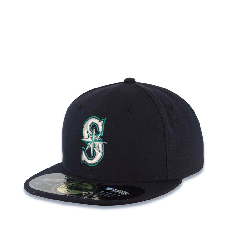 Seattle Mariners New Era MLB 59FIFTY 5950 Fitted Cap Hat Navy Blue Crown/Visor White/Green Logo