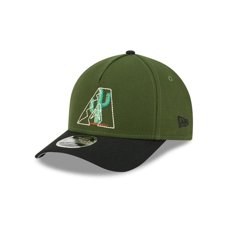 Arizona Diamondbacks New Era MLB 9FORTY 940 M-Crown Adjustable A-Frame Cap Hat Dark Green Crown Black Visor White/Green Cactus Logo