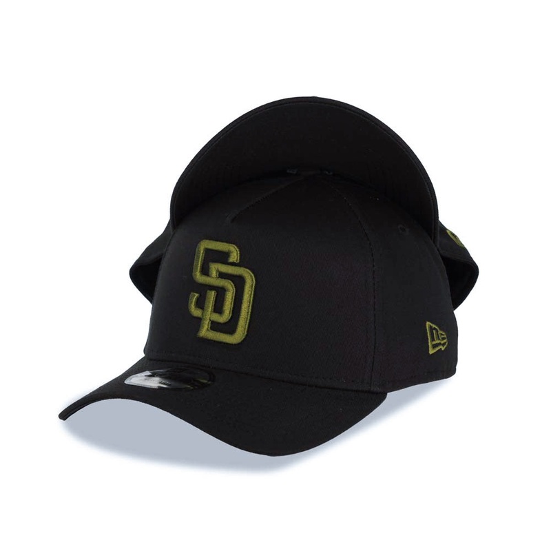 San Diego Padres New Era MLB 9FORTY 940 Adjustable A-Frame Cap Hat Black Crown/Visor Dark Green Logo