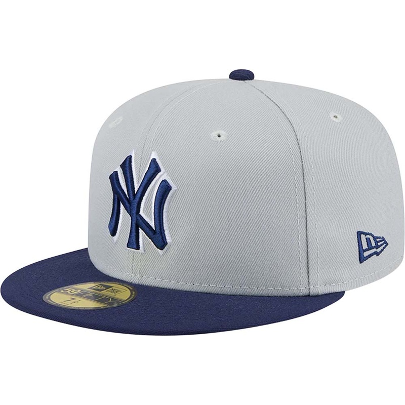(Youth) New York Yankees New Era MLB 59FIFTY 5950 Kid Fitted Cap Hat Gray Crown Navy Blue Visor Navy Blue/White Logo (2-Tone Color Pack)