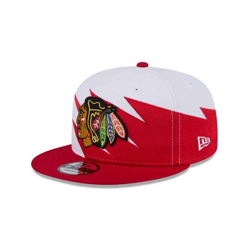 Chicago Blackhawks New Era NHL 9FIFTY 950 Snapback Jagged Cap Hat White/Red Crown Red Visor Team Color Logo