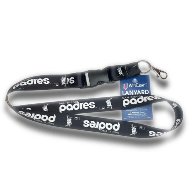 ( Exclusive) San Diego Padres WinCraft MLB Batting Friar Black/White Color Lanyard with Detachable Buckle