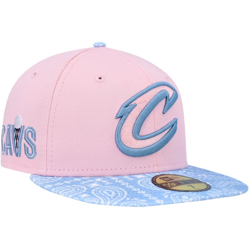 New Era Cleveland Cavaliers Pink/Light Blue Paisley Visor 59FIFTY Fitted Hat
