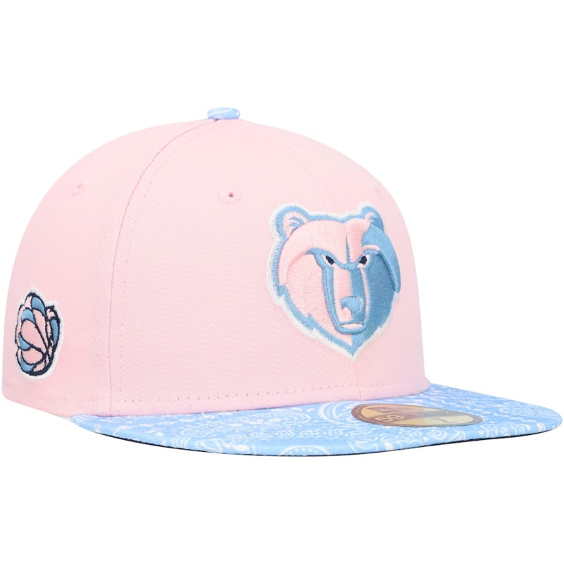 New Era Memphis Grizzlies Pink/Light Blue Paisley Visor 59FIFTY Fitted Hat