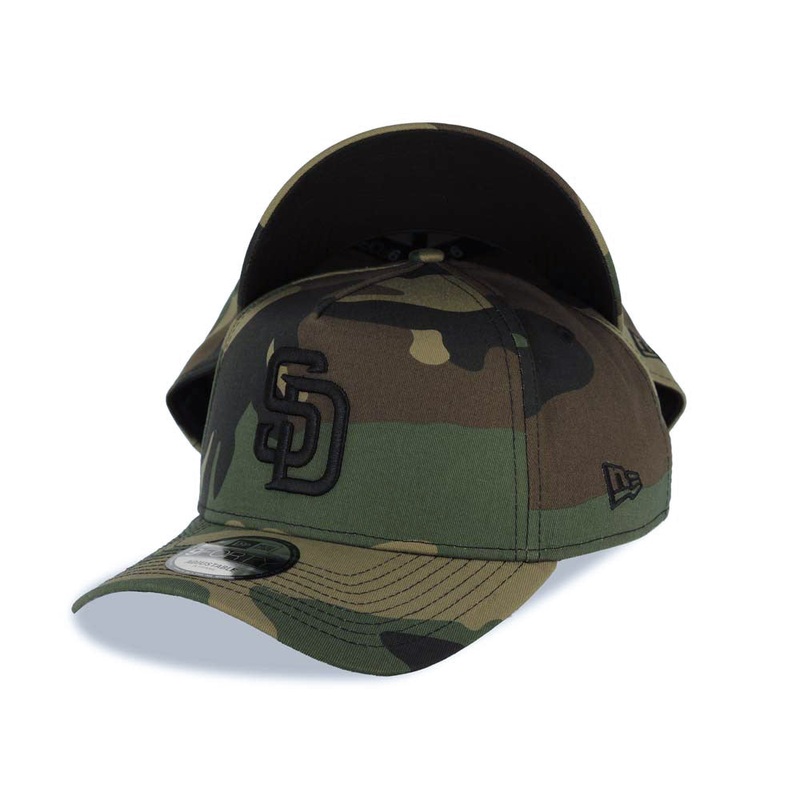 San Diego Padres New Era MLB 9FORTY 940 Adjustable A-Frame Cap Hat Camo Crown/Visor Black Logo