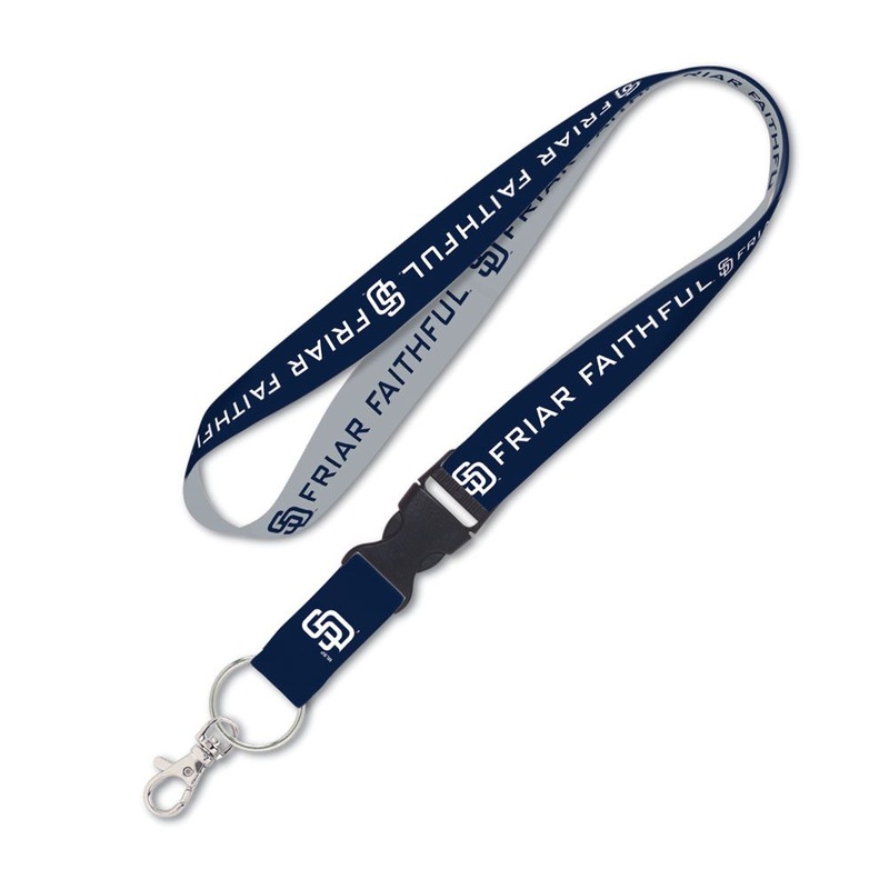 San Diego Padres WinCraft MLB Friar Faithful Slogan Navy/White Lanyard with Detachable Buckle