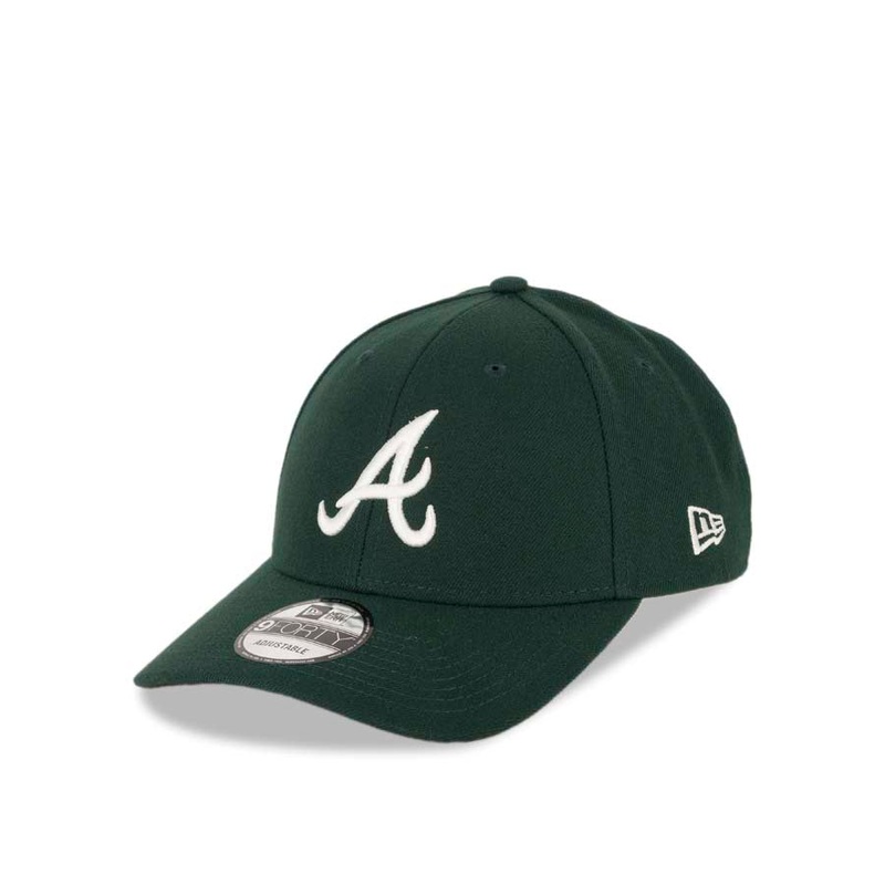 Atlanta Braves New Era MLB 9FORTY 940 Adjustable Cap Hat Dark Green Crown/Visor White Logo