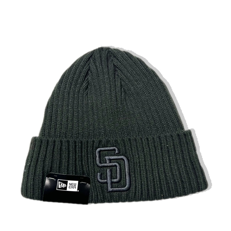 San Diego Padres New Era MLB Cuffed Knit Beanie Hat Dark Gray Crown Dark Gray Logo (Core Classic)