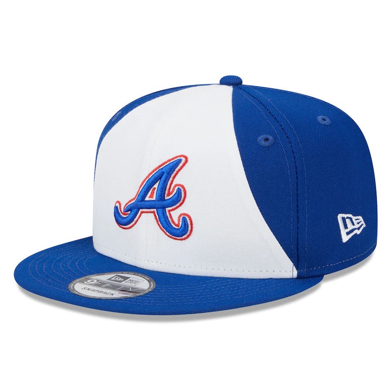 Atlanta BRAVES New Era MLB 9FIFTY 950 Fitted Cap Hat White/Royal Blue Crown Royal Blue Visor Royal Blue/Red Logo