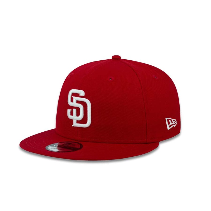 (Youth) San Diego Padres New Era MLB 9FIFTY 950 Kid Snapback Cap Hat Red Crown/Visor White Logo