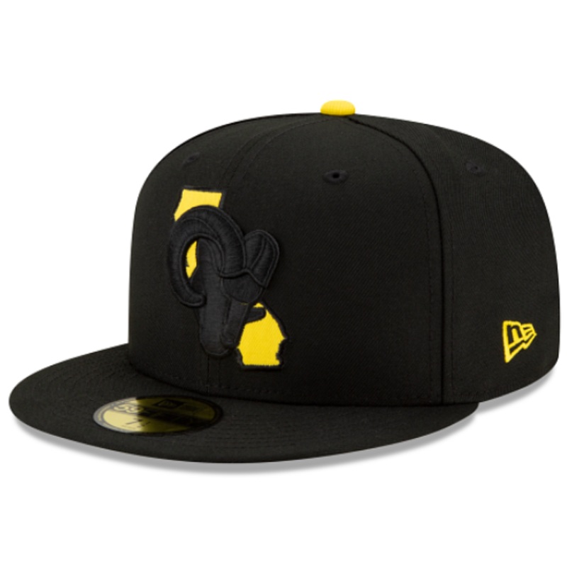 New Era Los Angeles Rams State Logo Reflect Yellow Bottom Fitted Hat