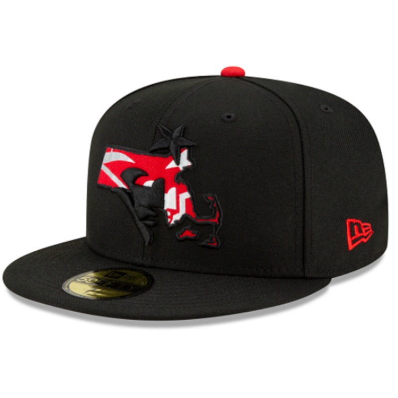New Era New England Patriots State Logo Reflect Red Bottom Fitted Hat