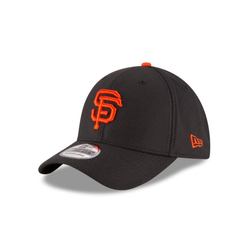San Francisco Giants New Era MLB 39THIRTY 3930 Flexfit Cap Hat Diamond Era Black Crown/Visor Orange Logo