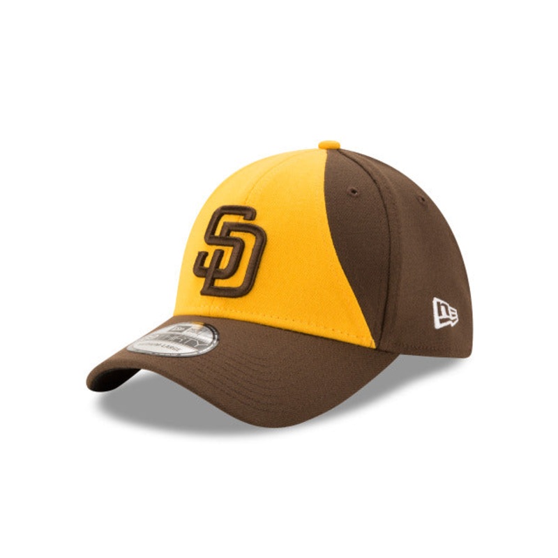 (Youth) San Diego Padres New Era MLB 39THIRTY 3930 Kid Flexfit Cap Hat Gold/Brown Crown Brown Visor Brown Logo