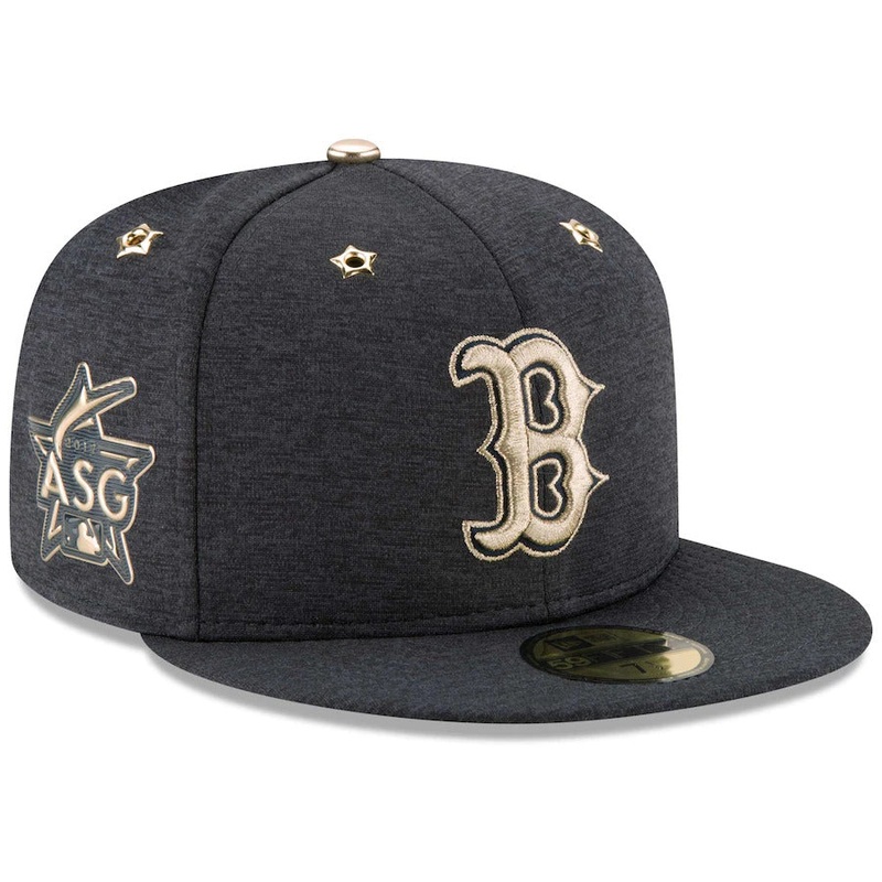 Boston Red Sox New Era MLB 59FIFTY 5950 Fitted Cap Hat Black Crown/Visor Metallic Gold Logo (2017 All-Star Game)