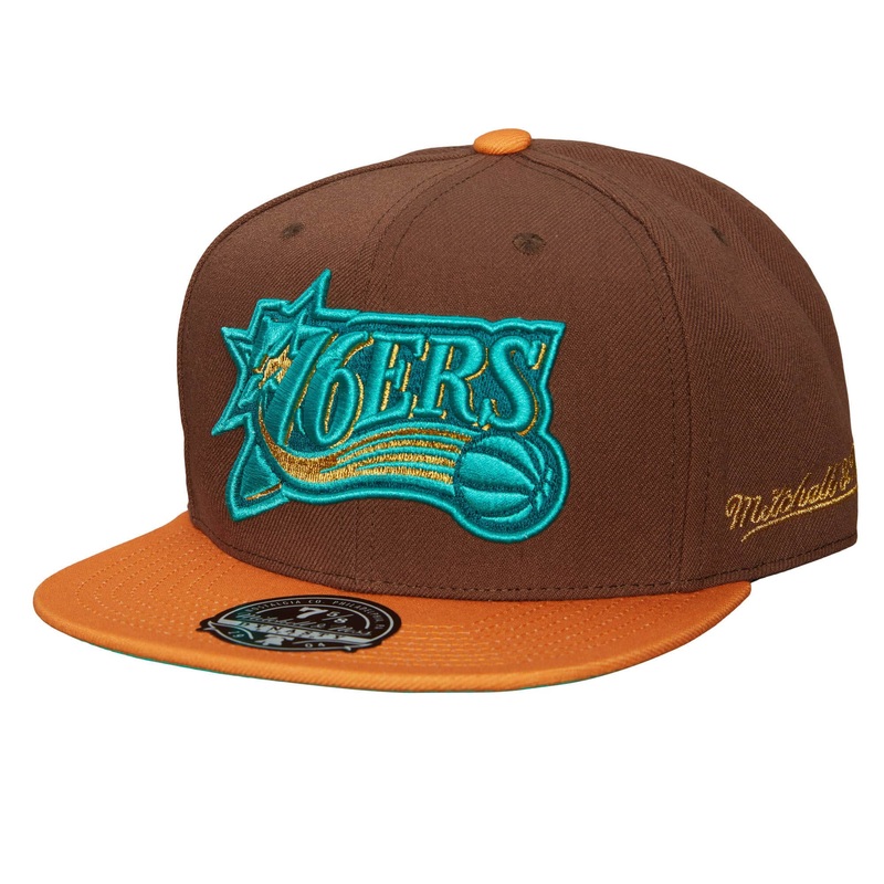 Mitchell & Ness Philadelphia 76ers Copper Top Hardwood Classic  Fitted Hat