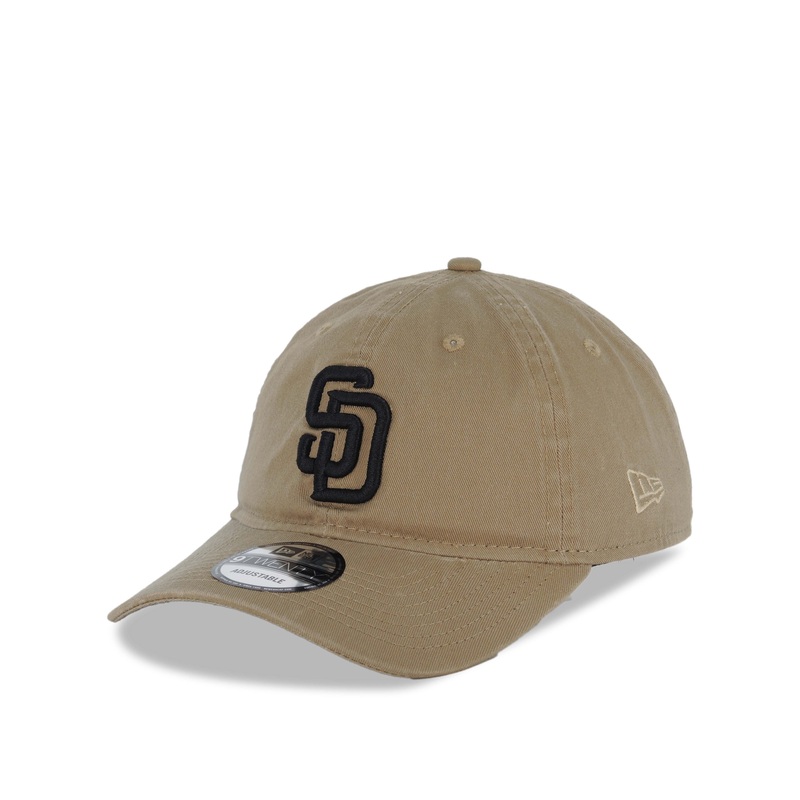 San Diego Padres New Era MLB 9TWENTY 920 Adjustable Cap Hat Khaki Crown/Visor Black Logo Buckle Closure Khaki UV