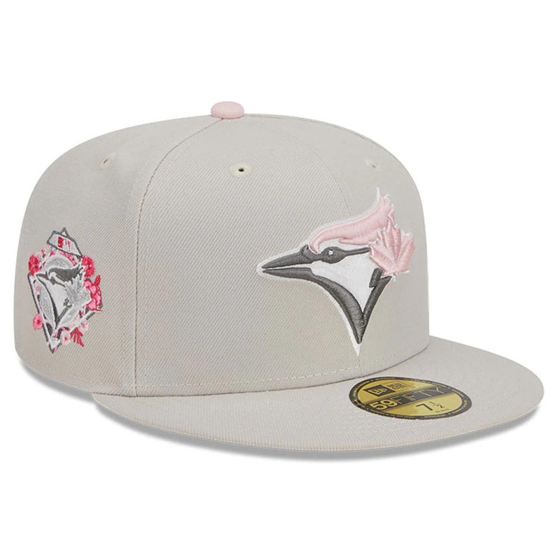 Toronto Blue Jays New Era MLB 59FIFTY 5950 Fitted Cap Hat Stone Crown/Visor Pink/Gray Logo 2023 Mother’s Day Side Patch Pink UV