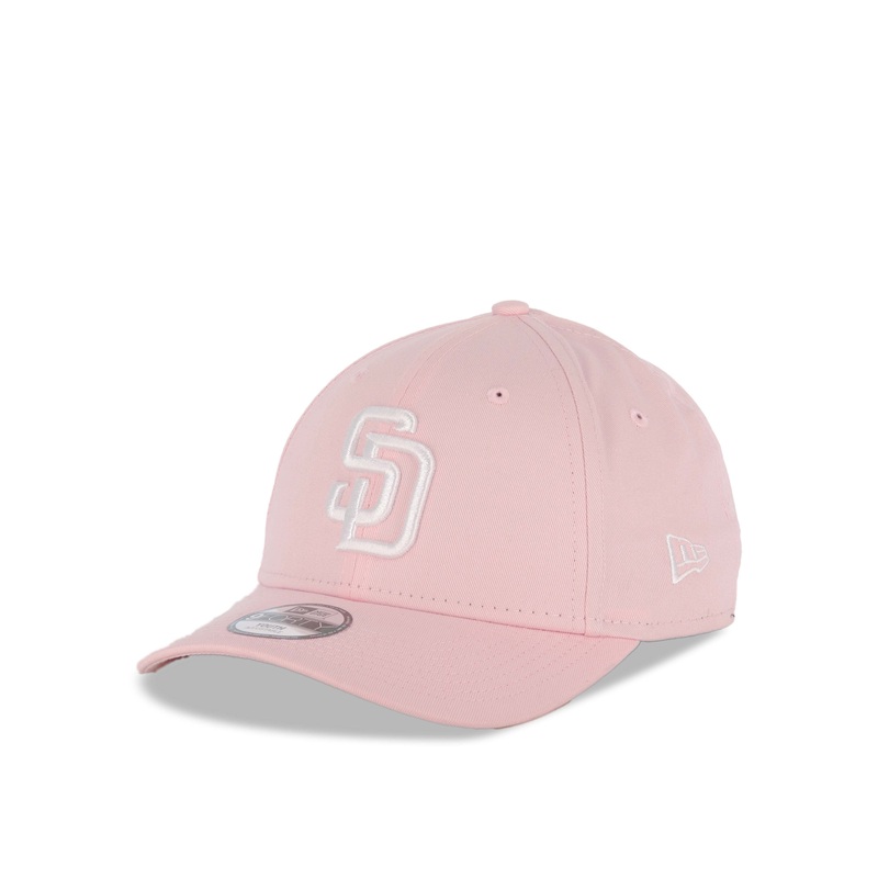 (Youth) San Diego Padres New Era MLB 9FORTY 940 Kid Adjustable Cap Hat Pink Crown/Visor White Logo Pink UV