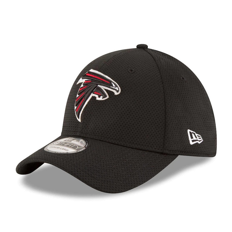Atlanta Falcons New Era NFL 39THIRTY 3930 Flexfit Cap HatTech Black Crown/Visor Team Color Logo (2016 Sideline)