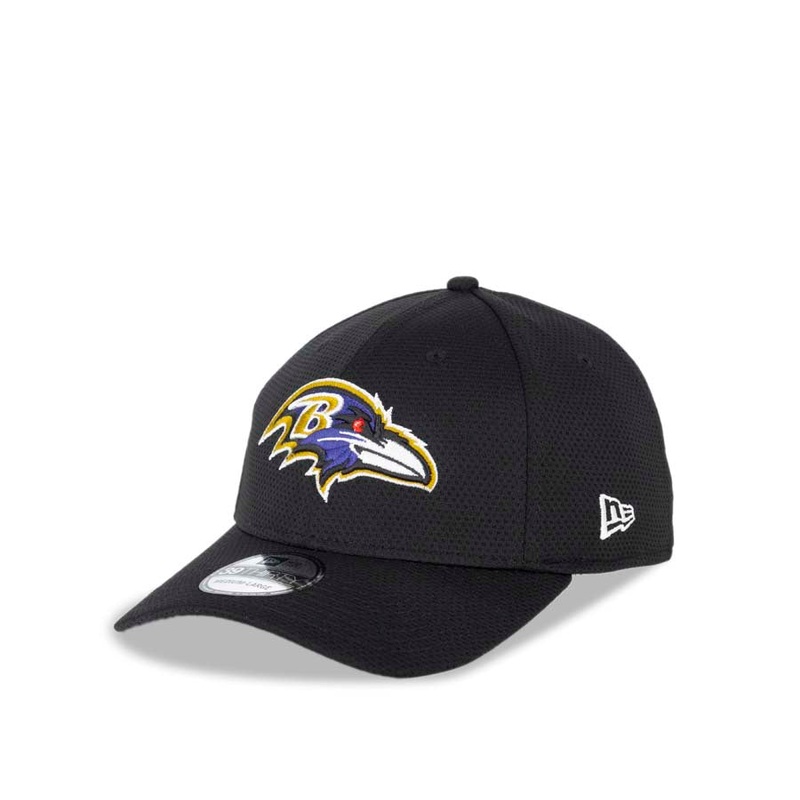 Baltimore Ravens New Era NFL 39THIRTY 3930 Flexfit Cap Hat Black Crown/Visor Team Color Logo (2016 Sideline Tech)