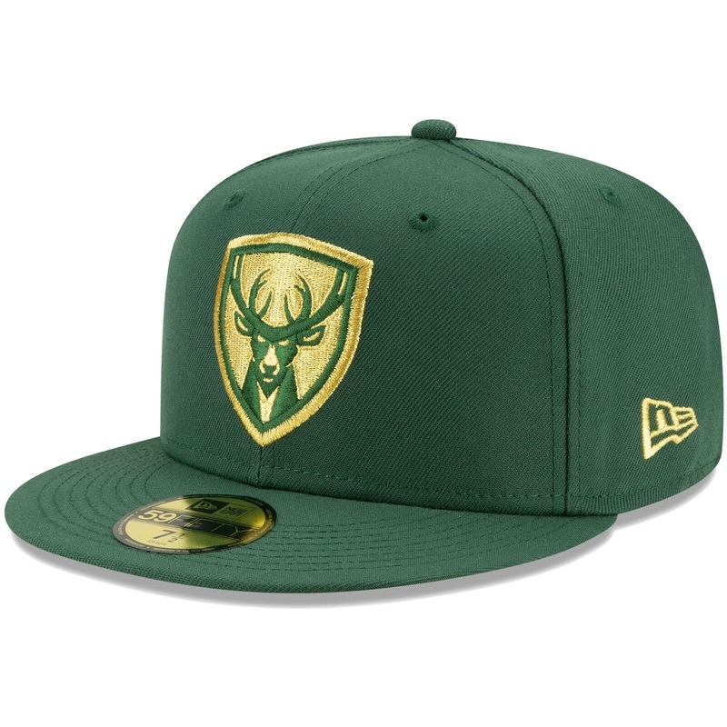 New Era Milwaukee Bucks Green Shield 59Fifty Fitted Hat