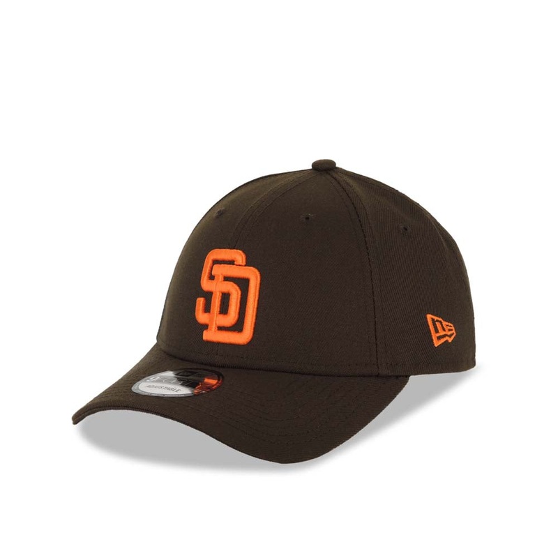 San Diego Padres New Era MLB 9FORTY 940 Adjustable Cap Hat Brown Crown/Visor Orange Logo