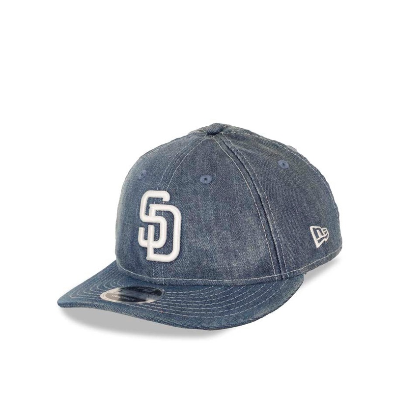 San Diego Padres New Era MLB 9FIFTY 950 Snapback Cap Hat Denim Crown/Visor White Logo (Denim Drift)