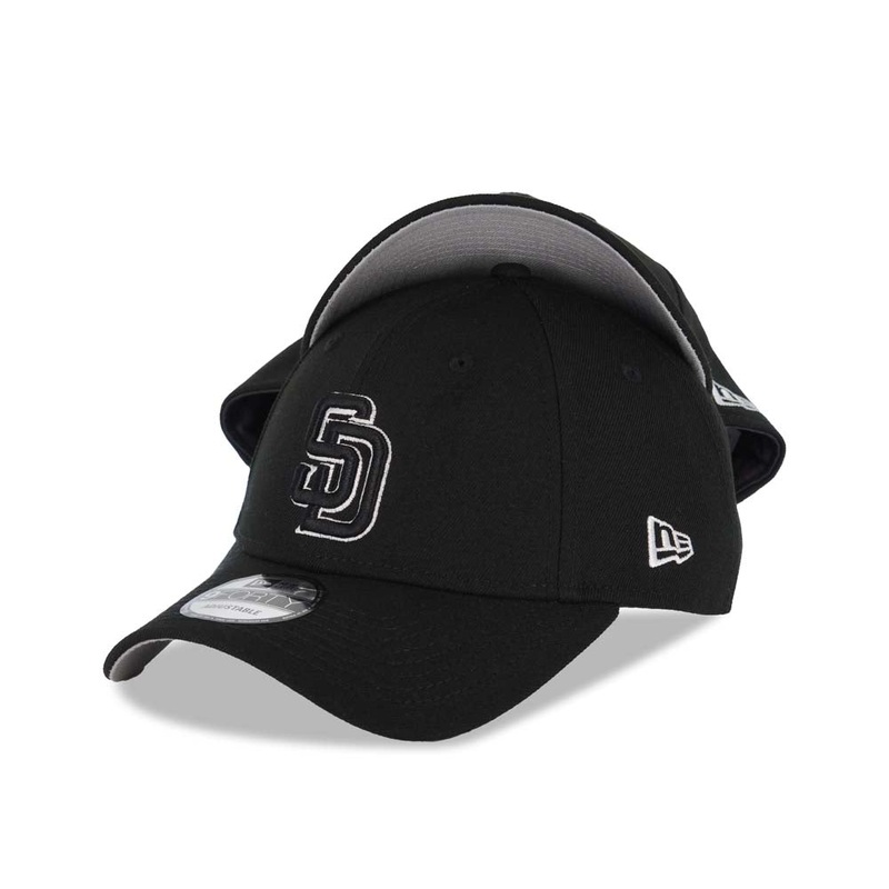 San Diego Padres New Era MLB 9FORTY 940 Adjustable Cap Hat Black Crown/Visor Black/White Logo