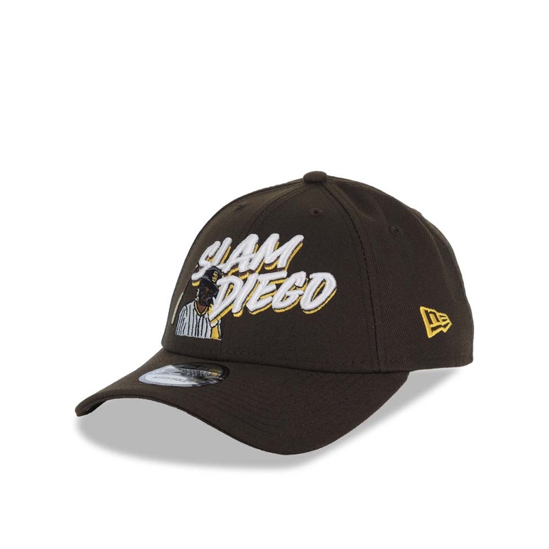 San Diego Padres New Era MLB 9FORTY 940 Adjustable Cap Hat Brown Crown/Visor White/Yellow Slam Diego Logo