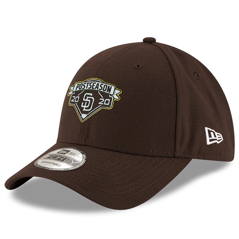 San Diego Padres New Era MLB 9FORTY 940 Adjustable Cap Hat Dark Brown Crown/Visor Team Color Logo (2020 Post Season)